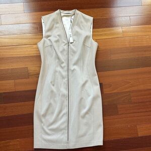Sleeveless Cream Zip-Front T Tahari Dress size 10 NWT